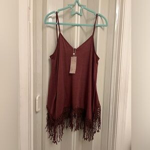 Chic Maroon Fringe Camisole